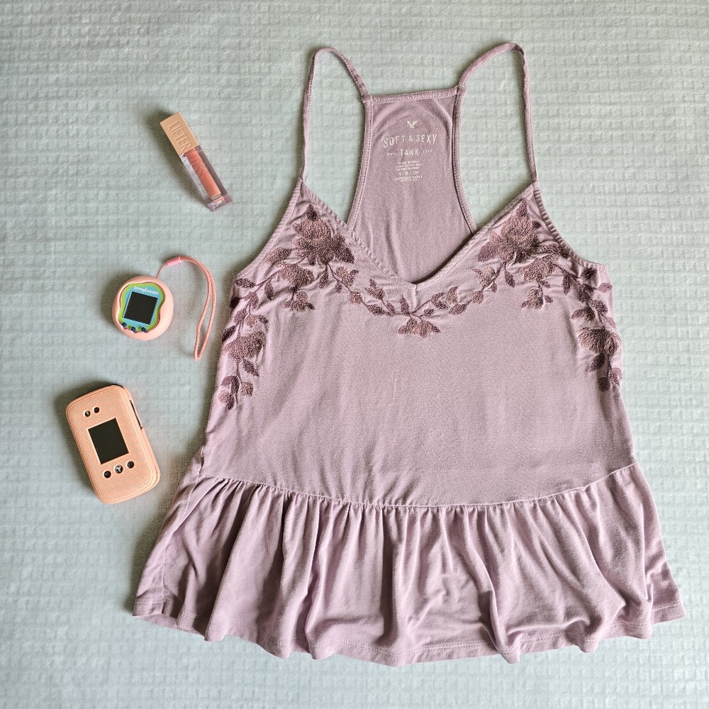 purple american eagle soft & sexy floral tank | boho summer casual